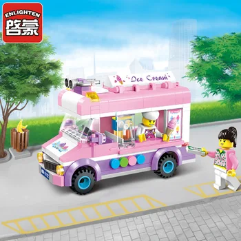 City Cars Ice Cream Van Truck момиче friends Buliding Blocks set 2 фигурки модел САМ развиване на тухли, подаръци, играчки за деца