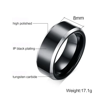 Продажба На Едро Fine Jewelry Factory Top Grade Tungstem Carbide Black Rings Аксесоари Jewel Ring Finger Fashion Jewelry Birthday