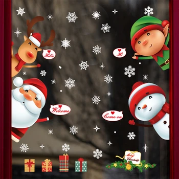 Дядо Коледа стикер за стена за декорация на Коледа, Снежен човек стенен декор Весела Коледа интериор за дома 2020 Навидад Натал коледни подаръци