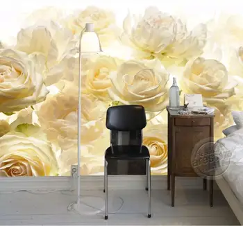 Модерна проста Жълта роза фото тапет мода интериор цветен дизайн на 3D стерео стенопис Дневна Спалня уютен декор стенописи