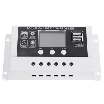 10A /20A /30A Solar Charge Controller 12V 24V Auto PWM LCD Dual USB 5V Output Solar Cell Panel Regulator PV Home Battery Charger
