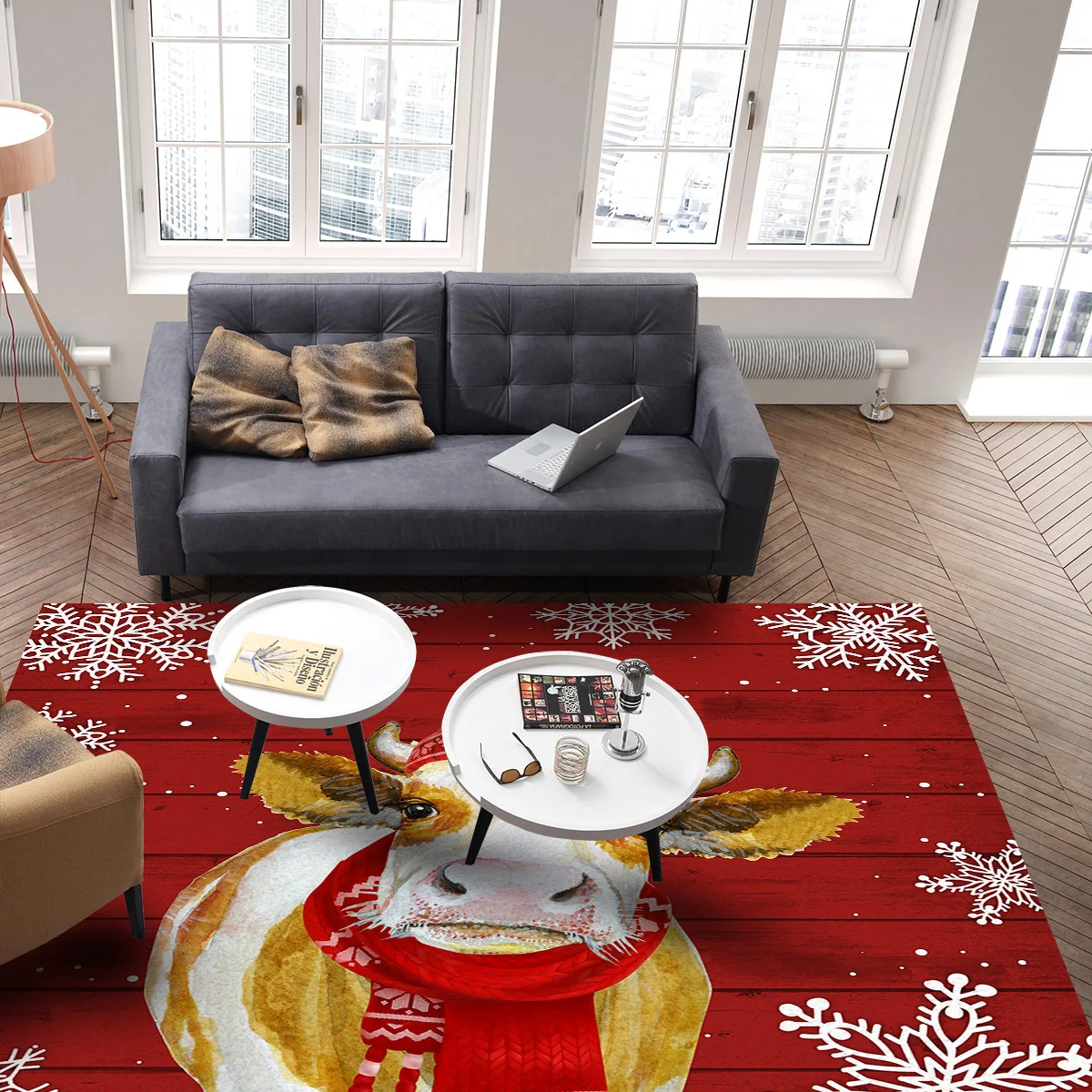 Кънтри стил Коледа Снежинка крава килим спалня, нощно шкафче одеяло килим за хол с гардероб килим декор спални