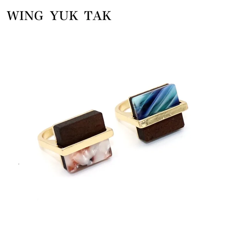 Wing yuk так Vintage Wood Ring For Women New Fashion Геометричен Ring Party Jewelry оригинален дизайн